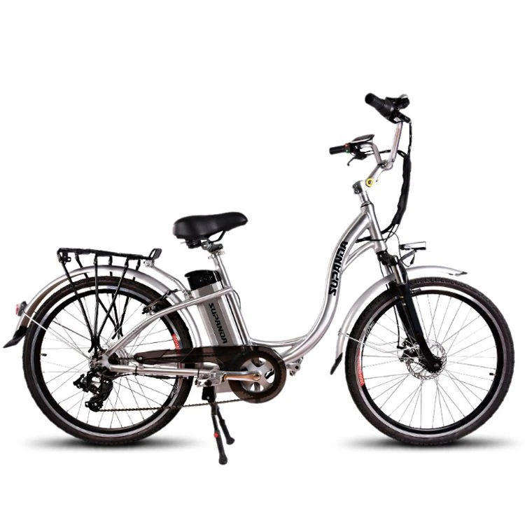 Carrega la bicicleta elèctrica estàndard vermella de la ciutat